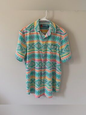 Chubbies The En Fuego Wild Woven Button Shirt Short Sleeve Size Medium